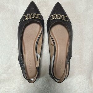 Old Navy Black Flats with Gold Chain Detail